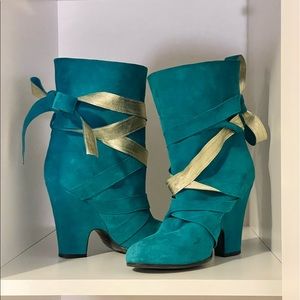 Marc by Marc Jacobs teal and gold boots